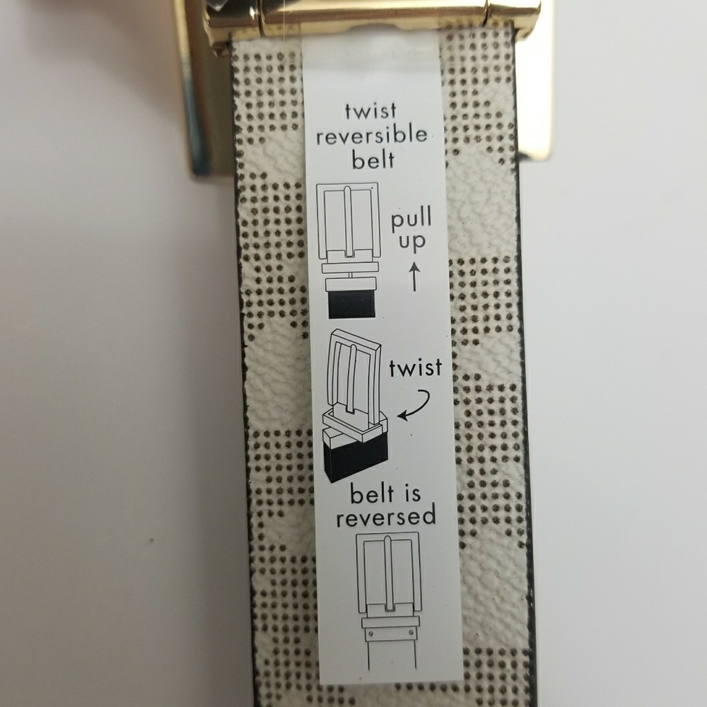 Michael Kors Logo Reversible Chocolate/White Belt - Picture 6 of 7